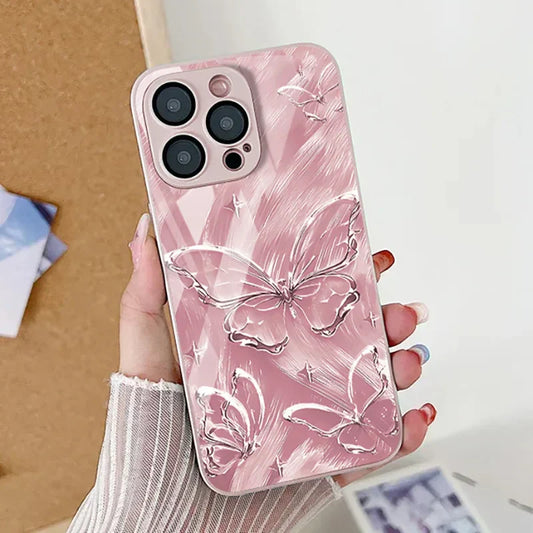 Pink Butterfly Marble Case - Atphoneshop.com