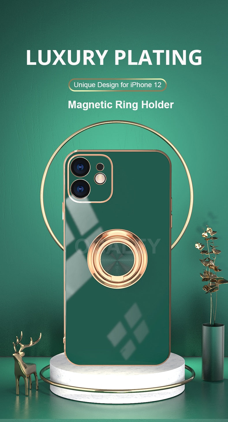 Atphoneshop.com Dark Green Plating Ring Phone Case
